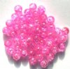 50 6mm Hot Pink Crackle Glass Beads